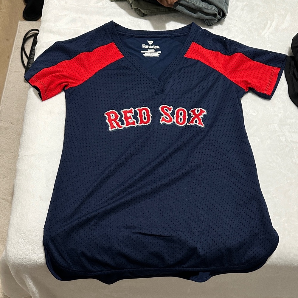 Majestic Navy and Red Red Sox Jersey